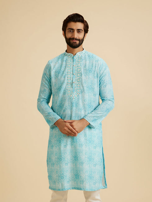 Manyavar Light Blue Splendor Kurta Pajama
