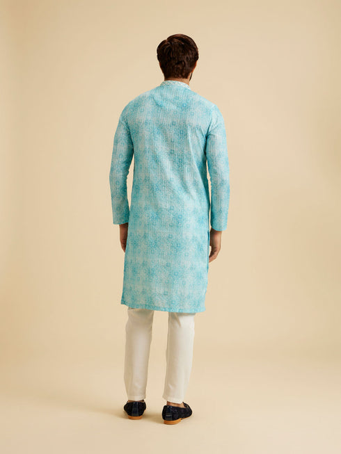 Manyavar Light Blue Splendor Kurta Pajama