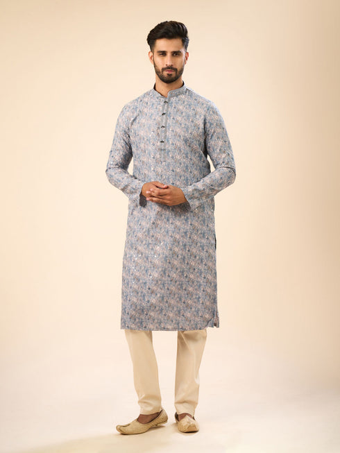 Manyavar Glittering Grey Kurta Pajama