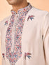 Manyavar Cream Satin Glory Kurta Pajama