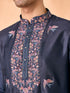 Manyavar Vibrant Dark Blue Satin Kurta Pajama