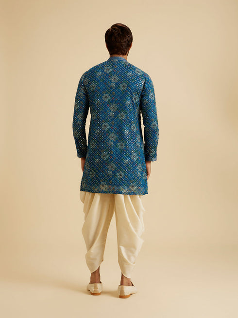 Manyavar Radiant Teal Blue Kurta Patiala