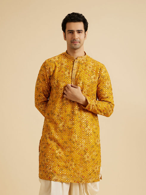 Manyavar Sunset Glory Mustard Kurta Patiala