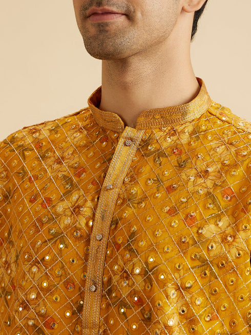 Manyavar Sunset Glory Mustard Kurta Patiala
