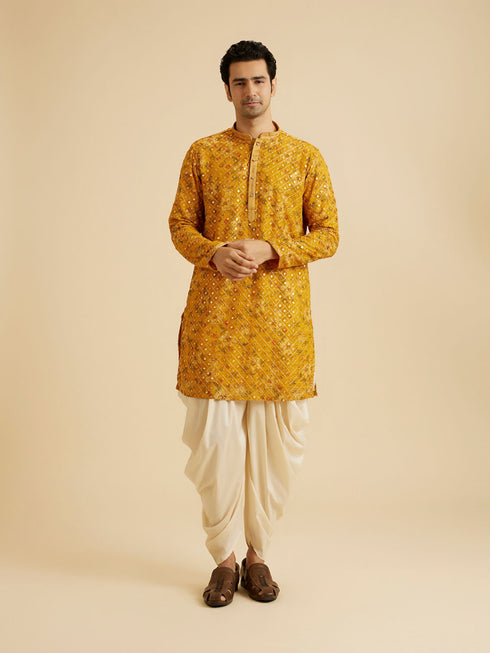 Manyavar Sunset Glory Mustard Kurta Patiala