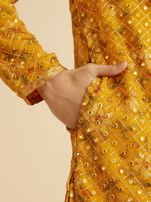 Manyavar Sunset Glory Mustard Kurta Patiala