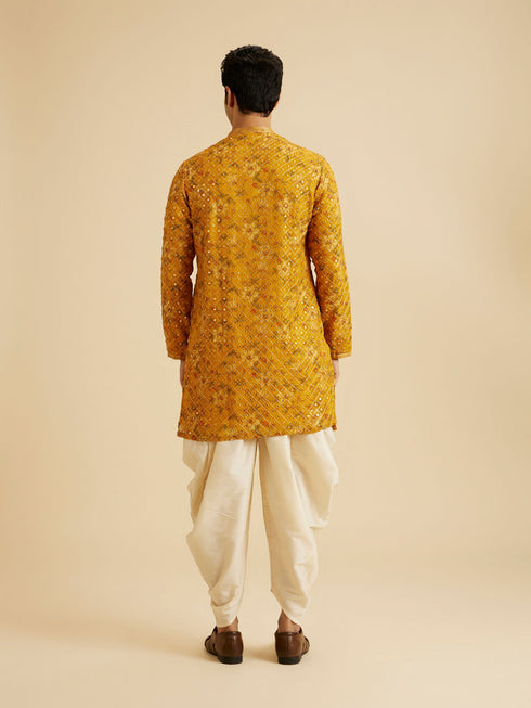 Manyavar Sunset Glory Mustard Kurta Patiala
