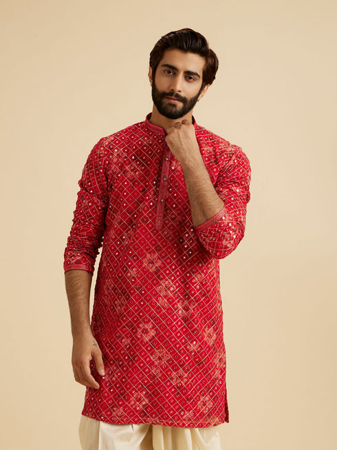 Manyavar Regal Red Kurta Patiala Set
