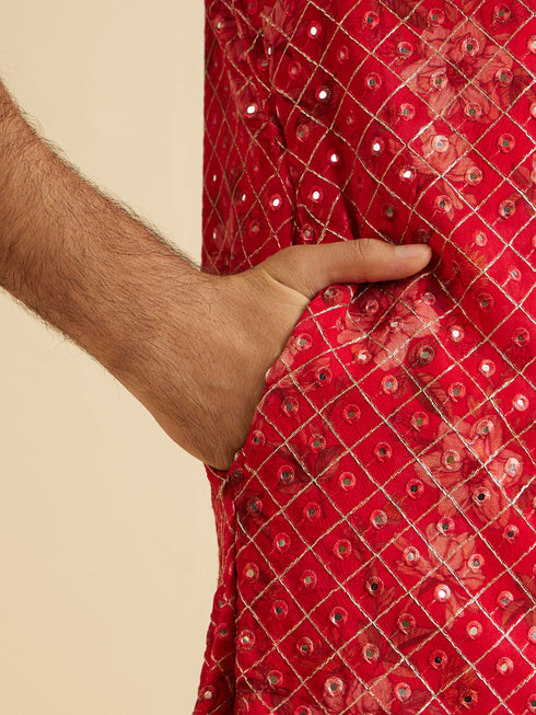 Manyavar Regal Red Kurta Patiala Set