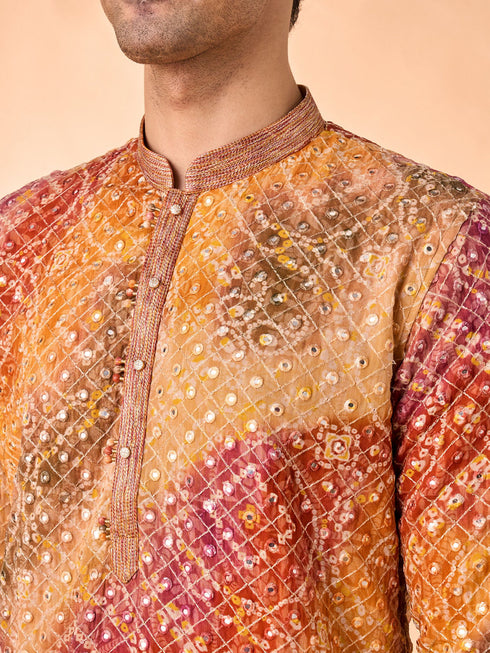 Manyavar Radiant Rust Georgette Kurta Pant