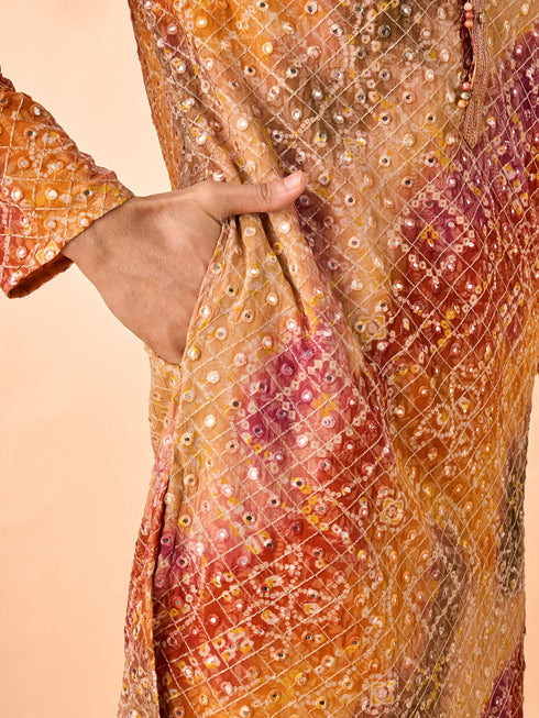 Manyavar Radiant Rust Georgette Kurta Pant