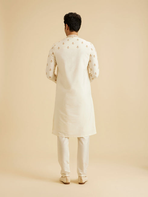 Manyavar Warm White Elegance Kurta Pajama
