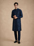 Manyavar Blue Georgette Kurta Pajama Set with Thread Embroidery & Sequin Work