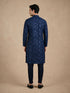 Manyavar Blue Georgette Kurta Pajama Set with Thread Embroidery & Sequin Work