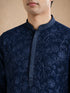 Manyavar Blue Georgette Kurta Pajama Set with Thread Embroidery & Sequin Work