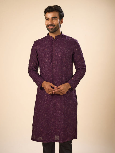 Manyavar Enchanting Purple Kurta Pajama
