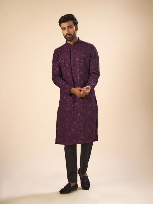 Manyavar Enchanting Purple Kurta Pajama