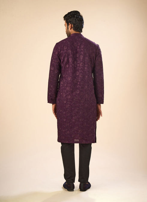 Manyavar Enchanting Purple Kurta Pajama