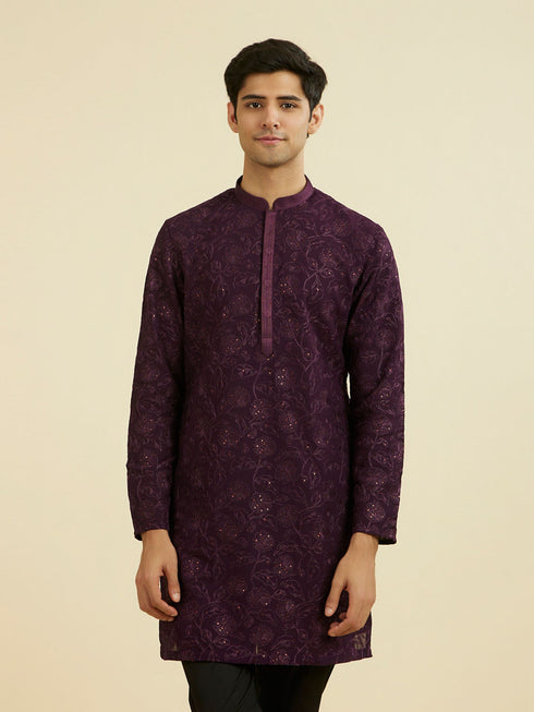 Manyavar Regal Purple Georgette Ensemble Kurta Pant