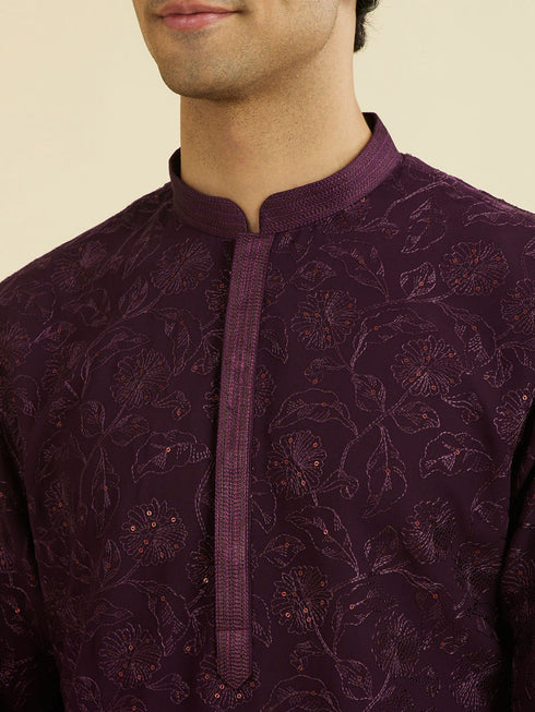Manyavar Regal Purple Georgette Ensemble Kurta Pant