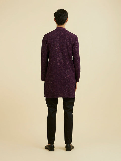 Manyavar Regal Purple Georgette Ensemble Kurta Pant