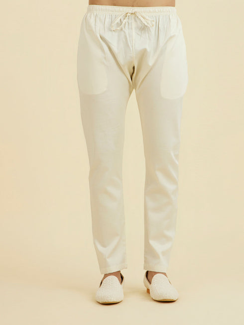 Manyavar Cream Georgette Ensemble Kurta Pajama