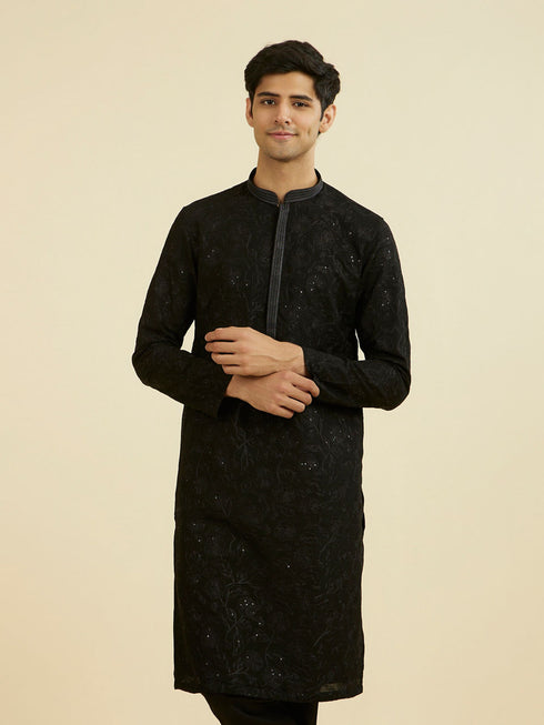 Manyavar Elegant Black Kurta Pajama