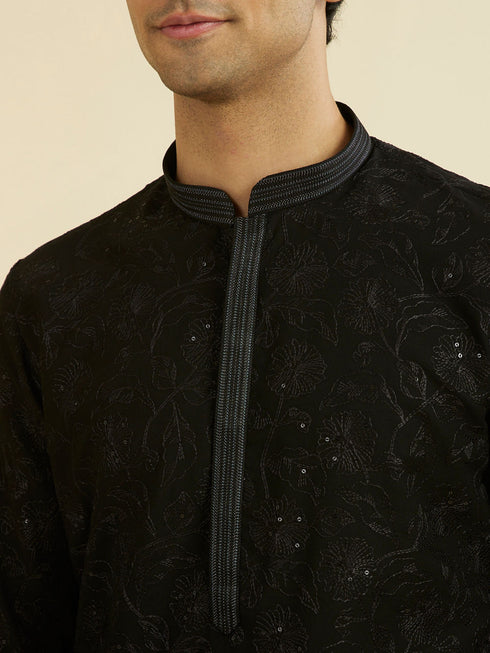 Manyavar Elegant Black Kurta Pajama