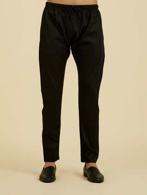 Manyavar Elegant Black Kurta Pajama