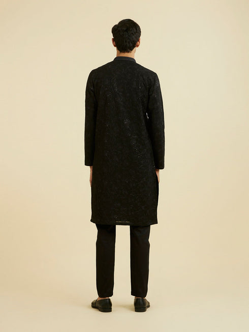 Manyavar Elegant Black Kurta Pajama