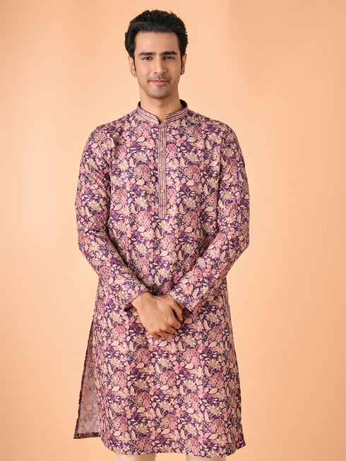 Manyavar Graceful Purple Kurta Pajama