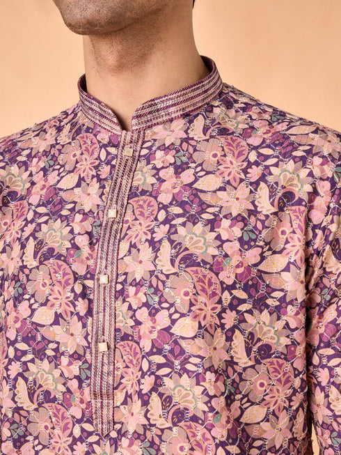 Manyavar Graceful Purple Kurta Pajama