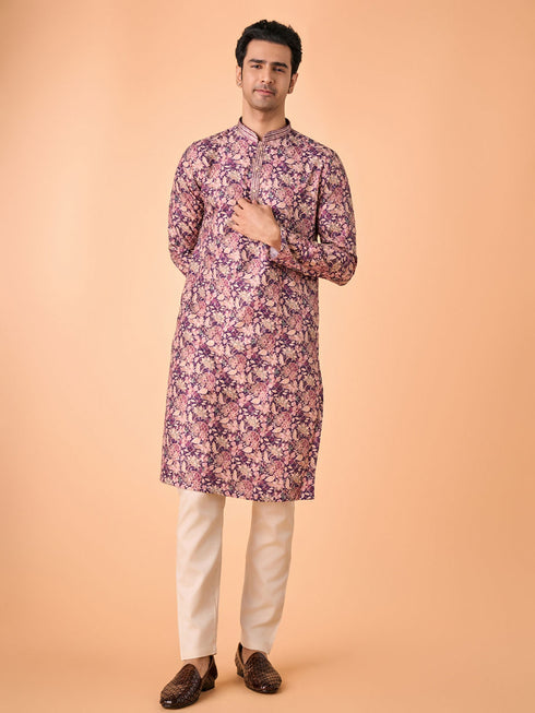 Manyavar Graceful Purple Kurta Pajama