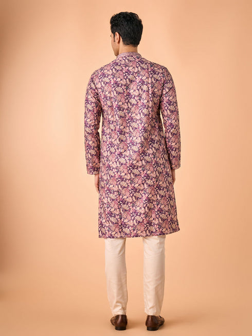 Manyavar Graceful Purple Kurta Pajama