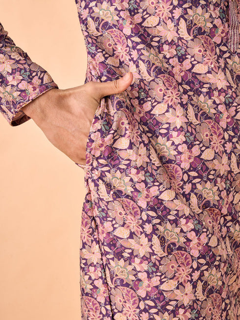 Manyavar Graceful Purple Kurta Pajama