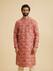 Manyavar Radiant Coral Ensemble Kurta Pajama