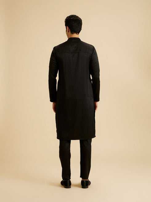 Manyavar Elegant Black Kurta Pajama Set