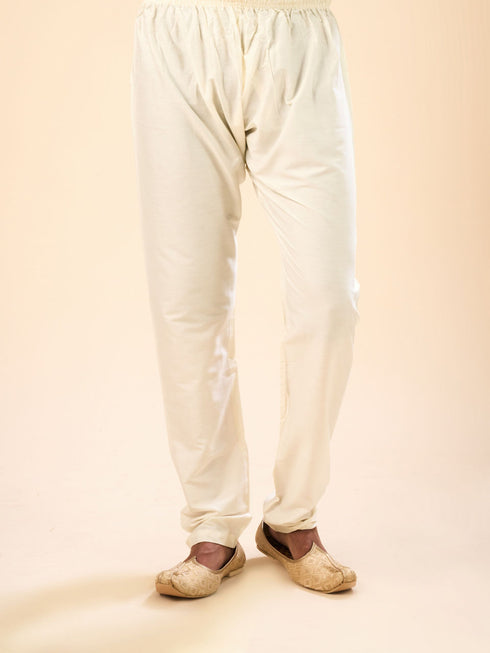 Manyavar Cream Extravagance Kurta Pajama