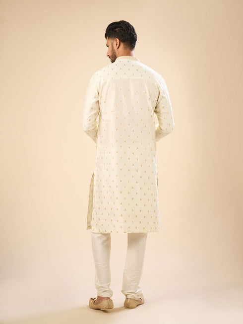 Manyavar Cream Extravagance Kurta Pajama