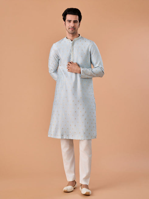 Manyavar Light Blue Elegance Kurta Pajama