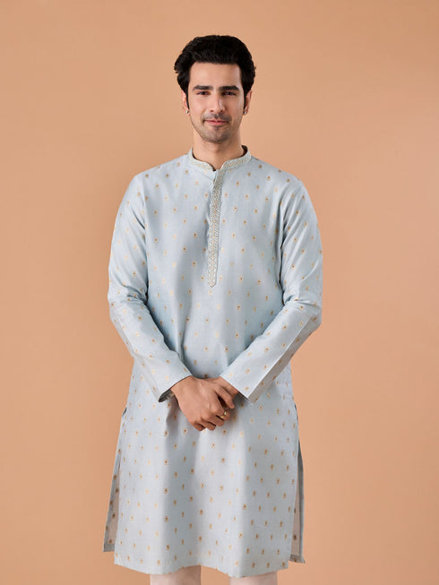 Manyavar Light Blue Elegance Kurta Pajama
