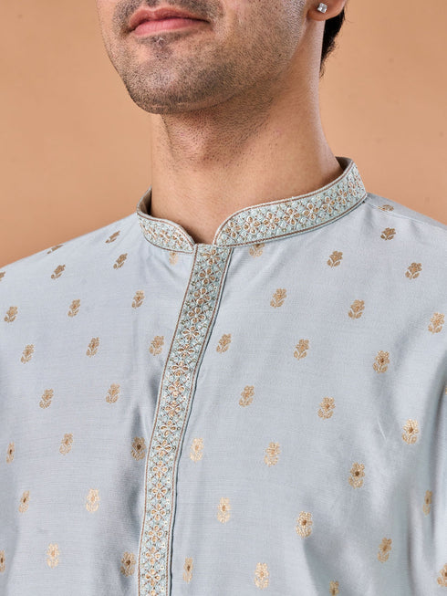 Manyavar Light Blue Elegance Kurta Pajama