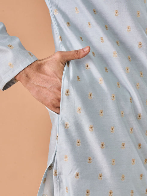 Manyavar Light Blue Elegance Kurta Pajama