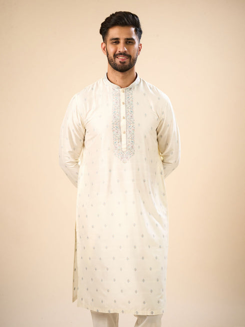 Manyavar Classy Cream Kurta Pajama