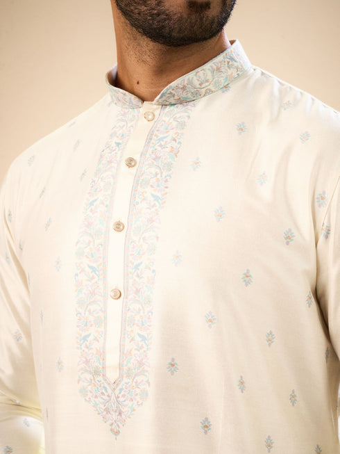 Manyavar Classy Cream Kurta Pajama