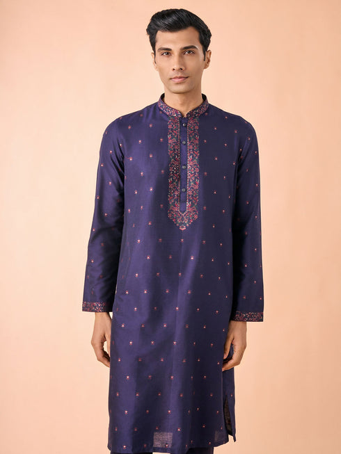 Manyavar Royale Dark Blue Kurta Pajama