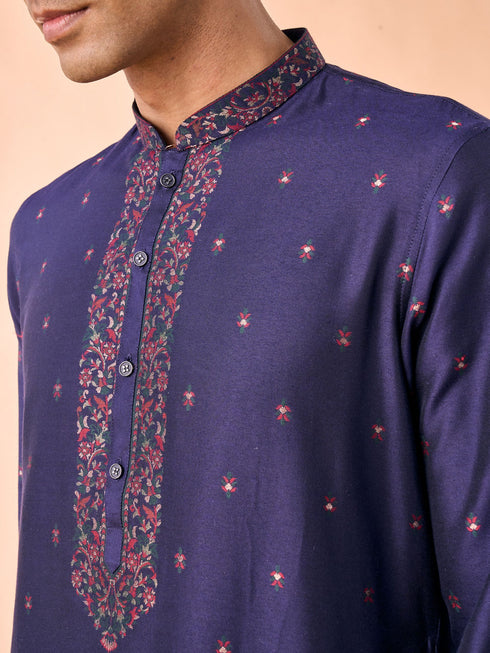 Manyavar Royale Dark Blue Kurta Pajama