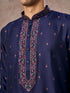 Manyavar Intricate Dark Blue Celebration Kurta Pajama Dupatta
