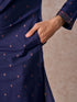 Manyavar Intricate Dark Blue Celebration Kurta Pajama Dupatta