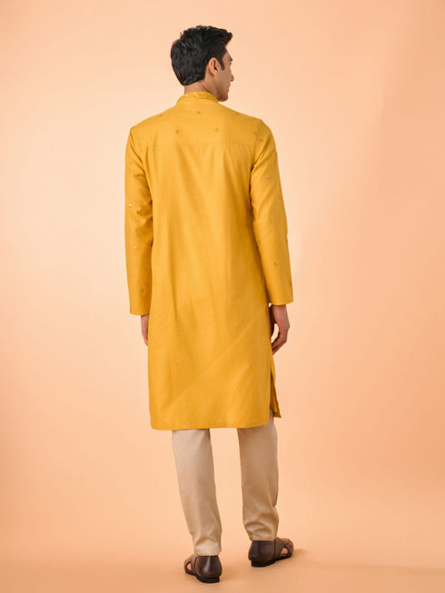Manyavar Mustard Elegance Kurta Pajama